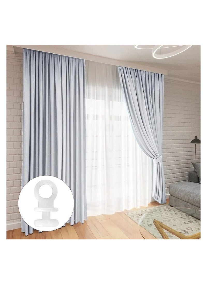 SYOSI - Curtain Track Gliders 100Pcs Plastic White Curtain Hooks Effortless Gliding Curtain Rail Slider Hooks Rollers for Window Door Shower Curtains - Image 1