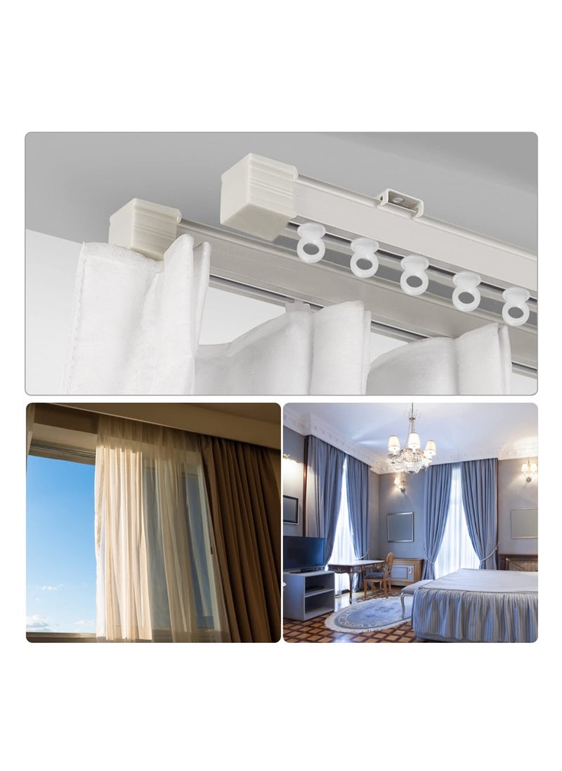 SYOSI - Curtain Track Gliders 100Pcs Plastic White Curtain Hooks Effortless Gliding Curtain Rail Slider Hooks Rollers for Window Door Shower Curtains - Image 1