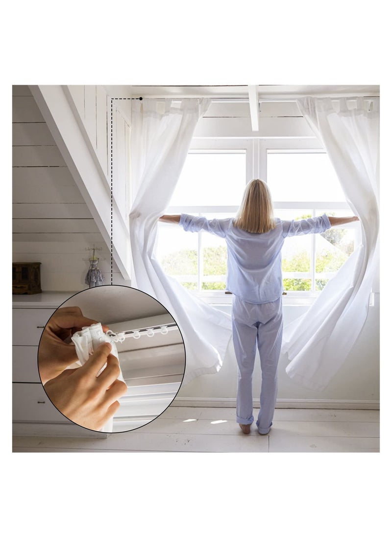 SYOSI - Curtain Track Gliders 100Pcs Plastic White Curtain Hooks Effortless Gliding Curtain Rail Slider Hooks Rollers for Window Door Shower Curtains - Image 1