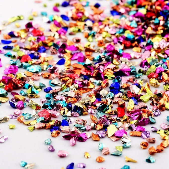 CRUSHED GLASS IRREGULAR METALLIC CHIPS SPRINKLES CHUNKY GLITTER MULTICOLOR 100G 24MM FOR NAIL ARTS CRAFT DIY VASE FILLER EPOXY RESIN MOLD SCRAPBOOKING JEWELRY MAKING DECORATION MULTICOLOR 24MM