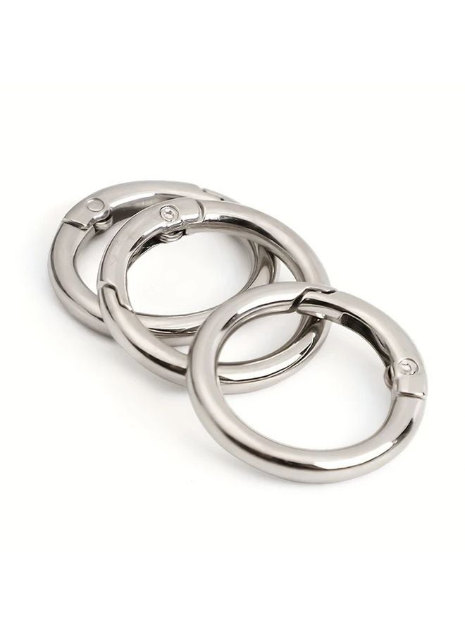 25 ملم حلقة مفتاح فضية متعددة الوظائف 30 قطعة مشابك زنبركية على شكل O للمحافظ والمفاتيح والحقائب - Image 4