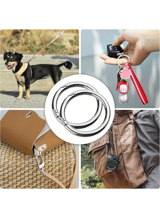 25 ملم حلقة مفتاح فضية متعددة الوظائف 30 قطعة مشابك زنبركية على شكل O للمحافظ والمفاتيح والحقائب - Image 5