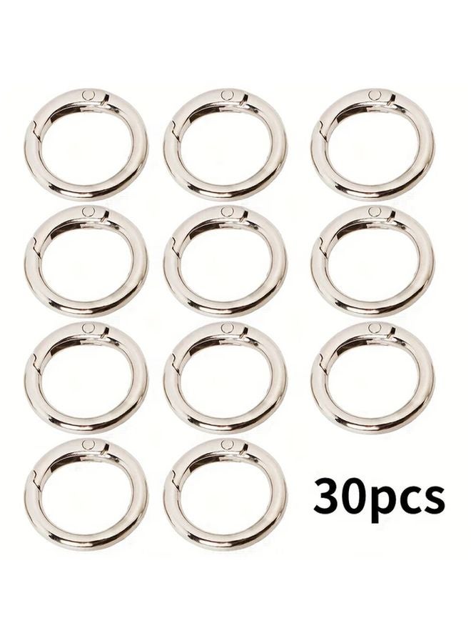 25 ملم حلقة مفتاح فضية متعددة الوظائف 30 قطعة مشابك زنبركية على شكل O للمحافظ والمفاتيح والحقائب - Image 1