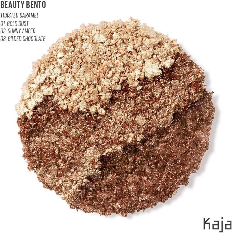KAJA Beauty Bento Eyeshadow Trio - Toasted Caramel- 3 in 1 Mosaic Chrome Shimmer Matte Eye Shadow Palette - Long Lasting Blendable Pigmented Vegan Cruelty Free Compact Makeup - Image 2