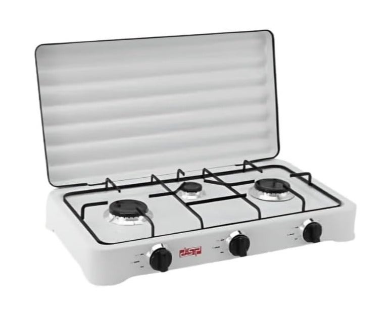 DSB DSP KD 5077 Double Gas Cooker with 3 Burners, White - Image 1