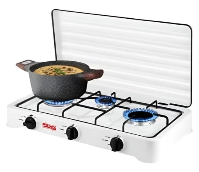 DSB DSP KD 5077 Double Gas Cooker with 3 Burners, White - Image 2