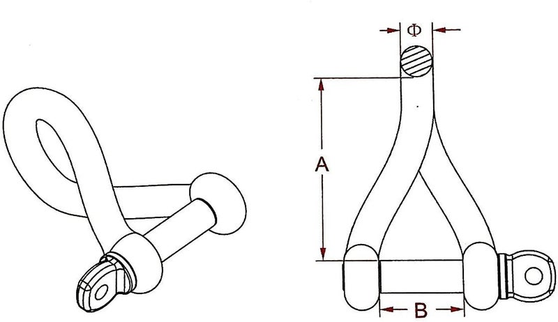 US Stainless Stainless Steel 316 Twist Shackle 1/4" (6mm) Marine Grade - Image 3