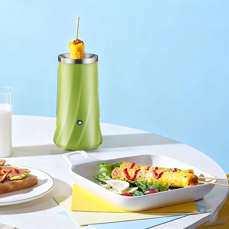Green Automatic Egg Roll Maker, Compact 3.7 X 3.7 X 8.3 in Nonstick Omelet Machine, Comes with Essential Brushes and Sticks - Image 3