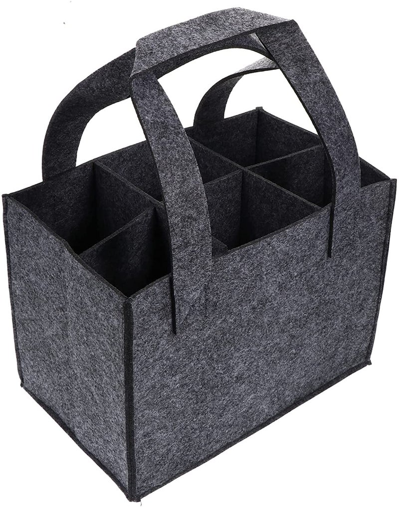 Advance Geotextiles Cotton 6 Bottle Wine Carrier Bag Reusable Wine Bottle Tote Bag Portable Wine Grey - Image 1
