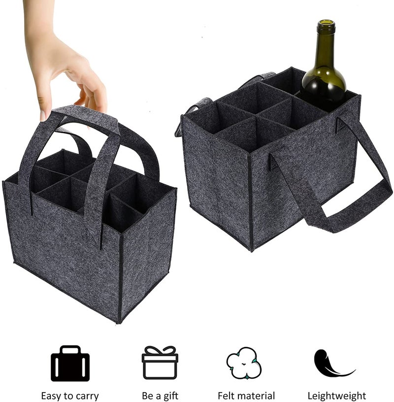 Advance Geotextiles Cotton 6 Bottle Wine Carrier Bag Reusable Wine Bottle Tote Bag Portable Wine Grey - Image 3