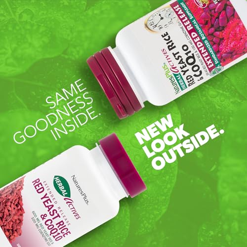NaturesPlus Herbal Actives Red Yeast Rice 600mg CoQ10 100mg Extended Release 30 Vegan Tablets Maximum Potency Supplement Antioxidant Vegetarian GlutenFree 30 Servings - Image 5