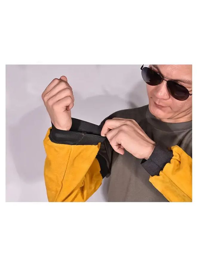 Yellow Welding Protective Sleeves Set 2Pcs Thickened Durable Heat Flame Resistant Workwear - Image 2
