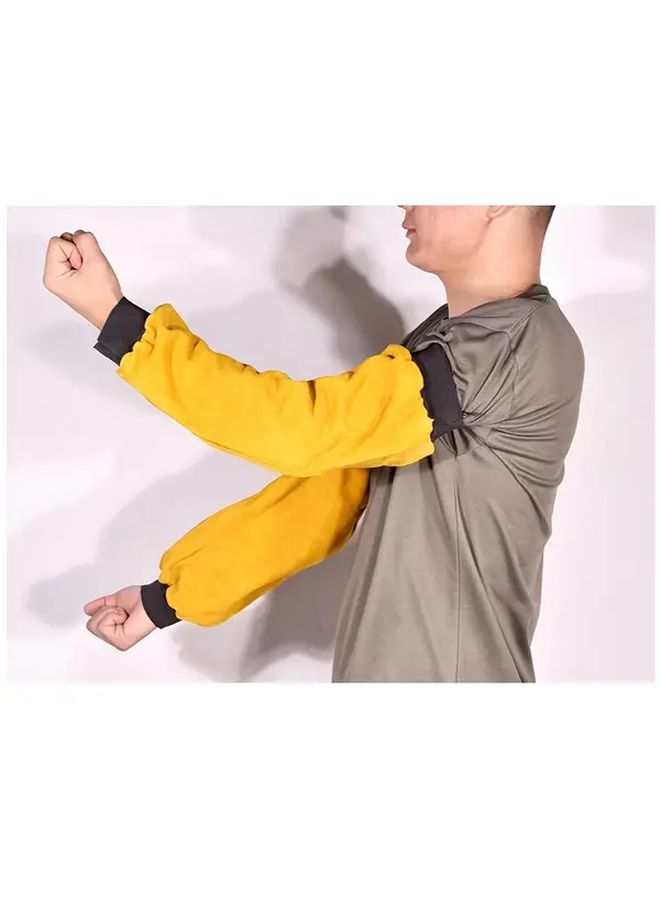 Yellow Welding Protective Sleeves Set 2Pcs Thickened Durable Heat Flame Resistant Workwear - Image 4