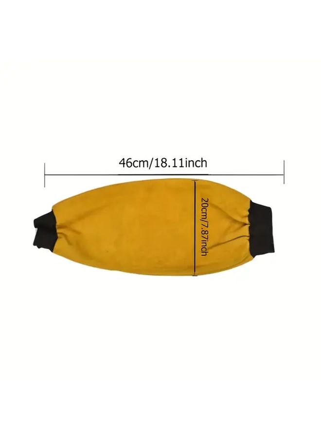 Yellow Welding Protective Sleeves Set 2Pcs Thickened Durable Heat Flame Resistant Workwear - Image 3