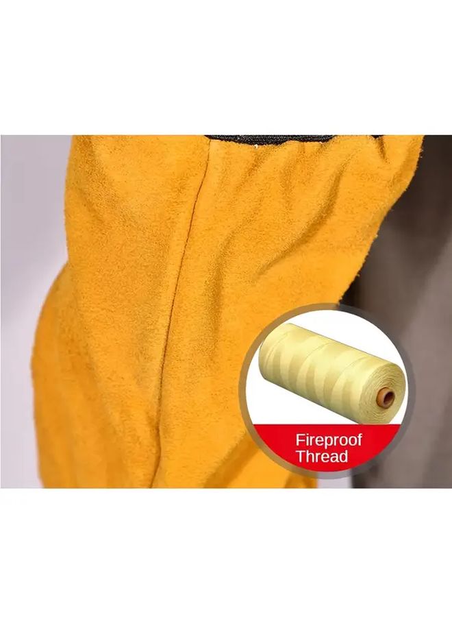 Yellow Welding Protective Sleeves Set 2Pcs Thickened Durable Heat Flame Resistant Workwear - Image 5