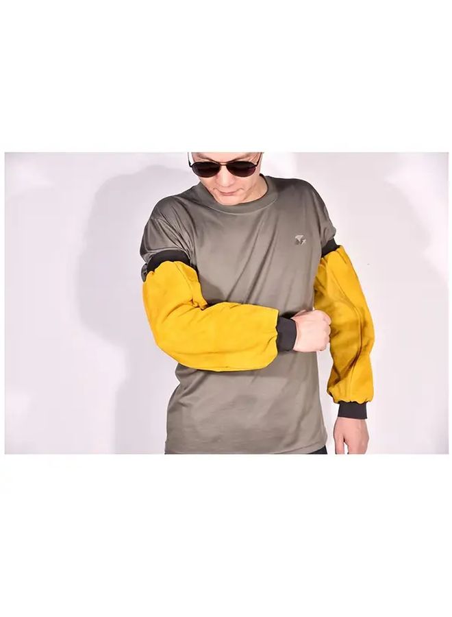 Yellow Welding Protective Sleeves Set 2Pcs Thickened Durable Heat Flame Resistant Workwear - Image 1