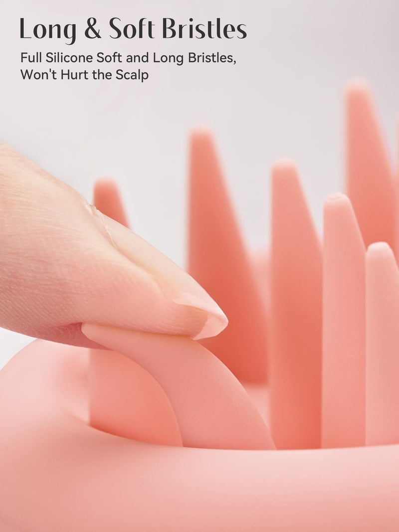 HEETA Scalp Massager Hair Growth, Scalp Scrubber with Soft Bristles, Integrated Silicone Design, Exfoliator for Dandruff Removal & Relaxation, Shampoo Brush Fit Wet Dry Hair Use, Light Pink - Image 2
