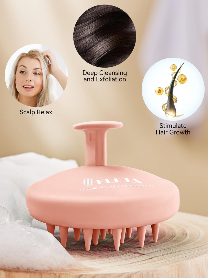 HEETA Scalp Massager Hair Growth, Scalp Scrubber with Soft Bristles, Integrated Silicone Design, Exfoliator for Dandruff Removal & Relaxation, Shampoo Brush Fit Wet Dry Hair Use, Light Pink - Image 5