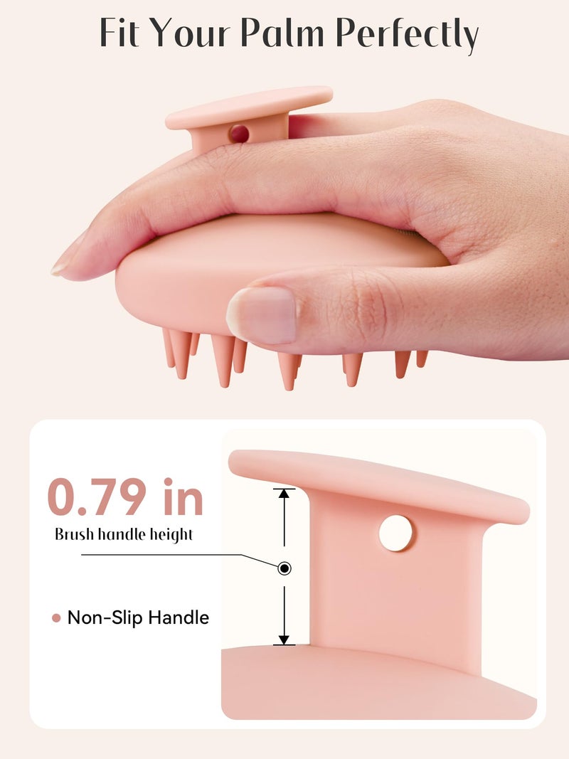 HEETA Scalp Massager Hair Growth, Scalp Scrubber with Soft Bristles, Integrated Silicone Design, Exfoliator for Dandruff Removal & Relaxation, Shampoo Brush Fit Wet Dry Hair Use, Light Pink - Image 3