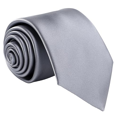 fortunatever Men's Solid Satin Necktie,Gray Ties For Men With Gift Box - Image 1