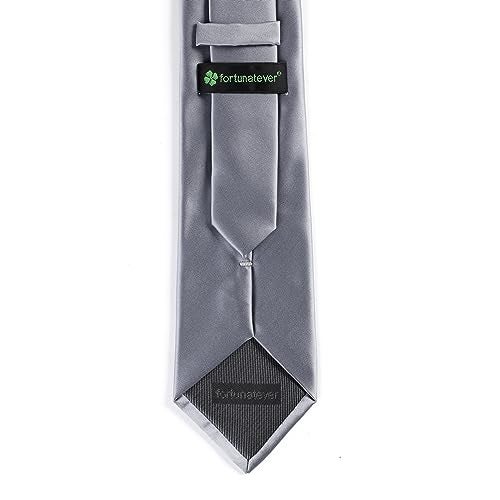 fortunatever Men's Solid Satin Necktie,Gray Ties For Men With Gift Box - Image 2