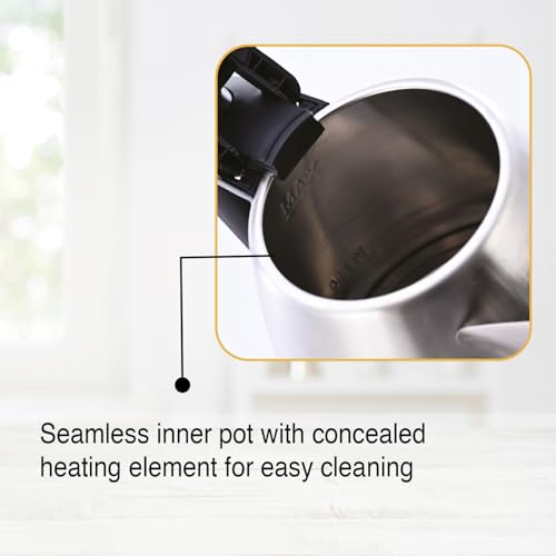 Usha Electric Kettle 1200 Watts | 1.5 Litres| Cool touch handle | Wider Mouth | Food-grade stainless steel | Safety with auto cut-off function (Silver & Black) - Image 4