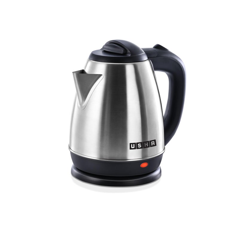 Usha Electric Kettle 1200 Watts | 1.5 Litres| Cool touch handle | Wider Mouth | Food-grade stainless steel | Safety with auto cut-off function (Silver & Black) - Image 1