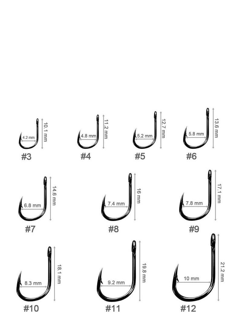 Generic 500-Piece Premium Fishhooks High Carbon Steel Fishing Hooks with 10 Sizes, Strong Sharp Fish Hook with Barbs, Portable Plastic Box, for Freshwater/Seawater  - Image 2