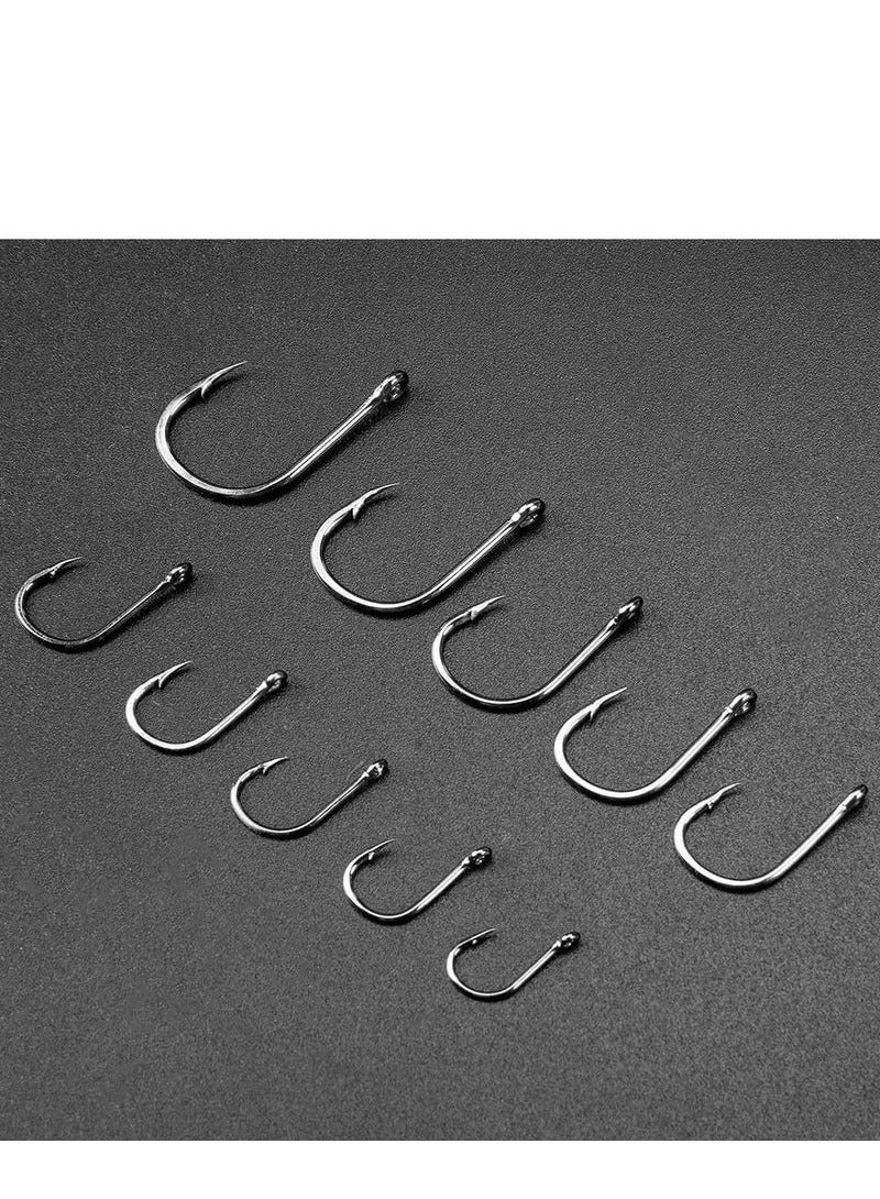 Generic 500-Piece Premium Fishhooks High Carbon Steel Fishing Hooks with 10 Sizes, Strong Sharp Fish Hook with Barbs, Portable Plastic Box, for Freshwater/Seawater  - Image 3