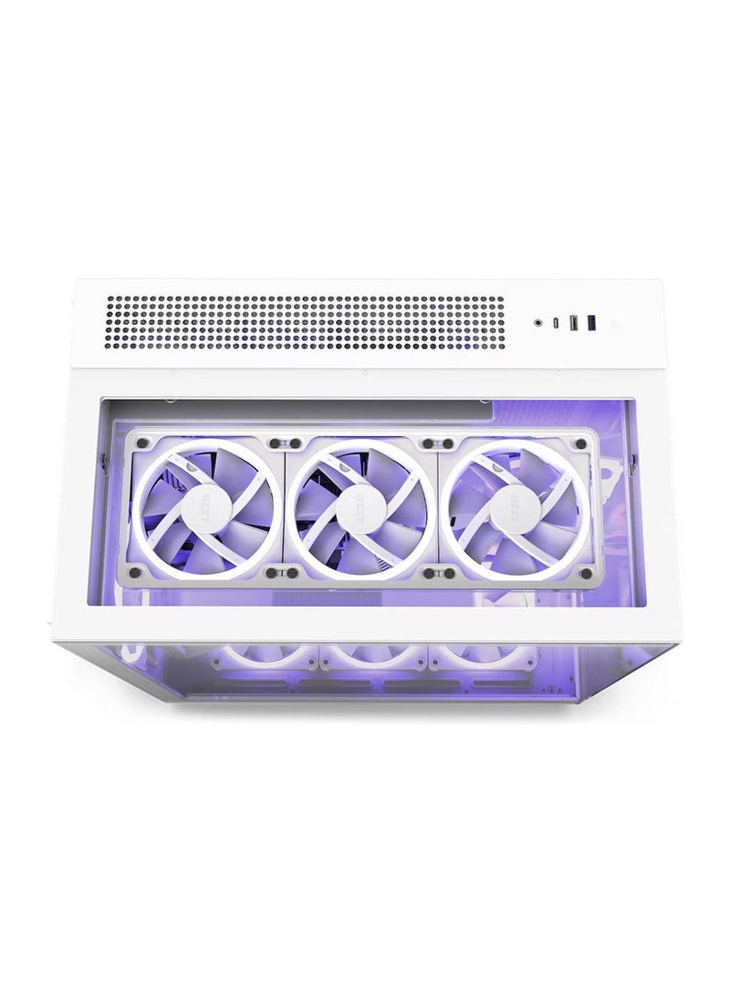 NZXT - H9 Elite White, Dual-Chamber ATX Mid-Tower PC Case, Tempered Glass Panels, RGB Lighting, Vertical GPU Support, 6 Pre-Installed Fans, 360mm Radiator Support (Top/Side/Bottom), USB-C & USB 3.2 Gen 1 Ports, Supports Mini-ITX/Micro-ATX/ATX, Matte White Finish | CM-H91EW-01 - Image 1