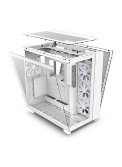 NZXT H9 Elite White, Dual-Chamber ATX Mid-Tower PC Case, Tempered Glass Panels, RGB Lighting, Vertical GPU Support, 6 Pre-Installed Fans, 360mm Radiator Support (Top/Side/Bottom), USB-C & USB 3.2 Gen 1 Ports, Supports Mini-ITX/Micro-ATX/ATX, Matte White Finish | CM-H91EW-01  - Image 3