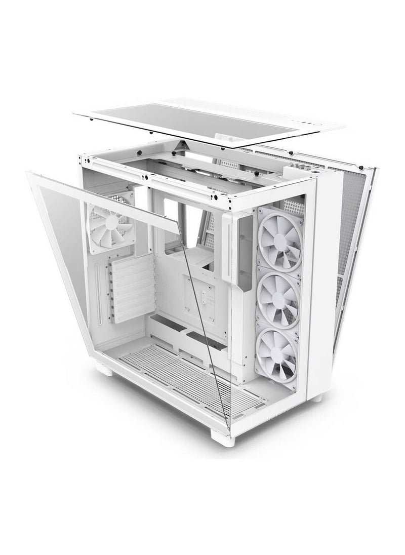 NZXT - H9 Elite White, Dual-Chamber ATX Mid-Tower PC Case, Tempered Glass Panels, RGB Lighting, Vertical GPU Support, 6 Pre-Installed Fans, 360mm Radiator Support (Top/Side/Bottom), USB-C & USB 3.2 Gen 1 Ports, Supports Mini-ITX/Micro-ATX/ATX, Matte White Finish | CM-H91EW-01 - Image 1
