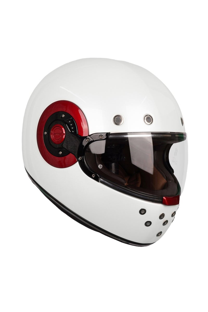 SMK GL130 Model Retro Solid Full Face Motorcycle Helmet Off White Gloss, 70001 - Image 1