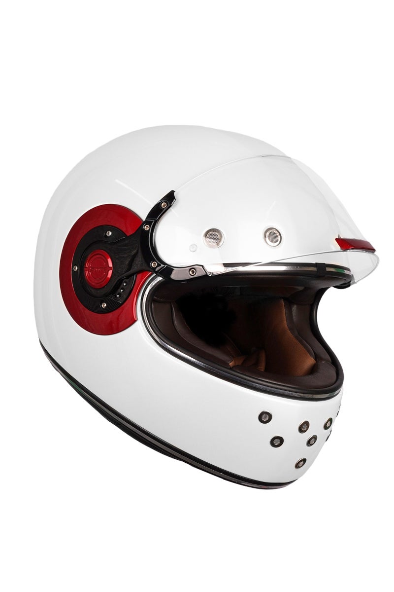 SMK GL130 Model Retro Solid Full Face Motorcycle Helmet Off White Gloss, 70001 - Image 2
