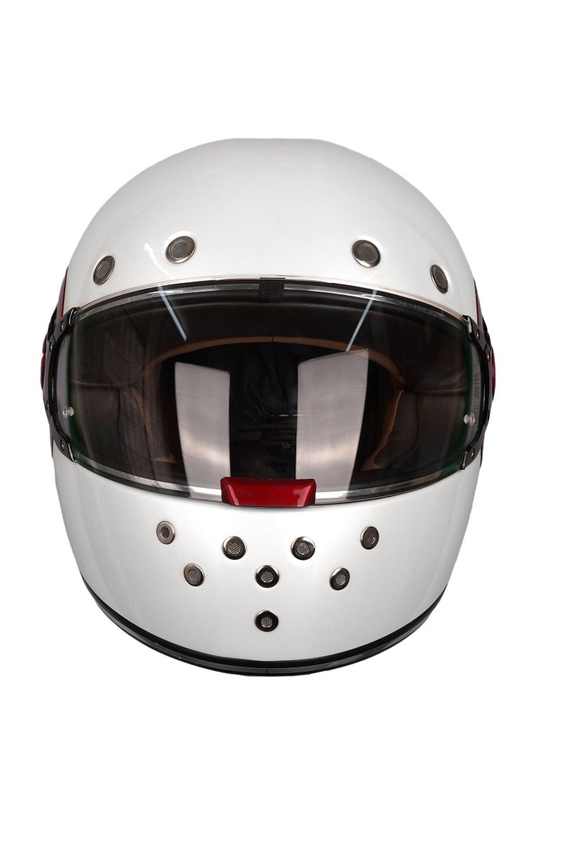 SMK GL130 Model Retro Solid Full Face Motorcycle Helmet Off White Gloss, 70001 - Image 3