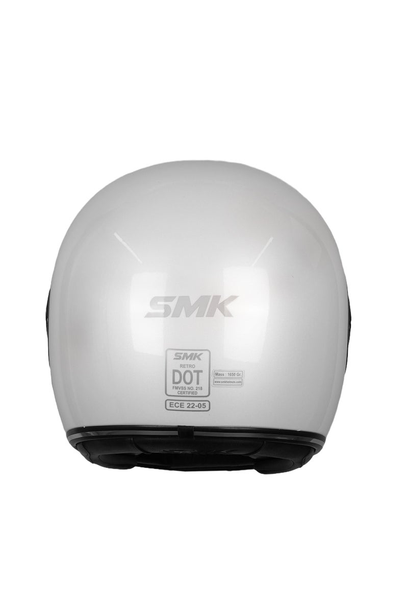 SMK GL130 Model Retro Solid Full Face Motorcycle Helmet Off White Gloss, 70001 - Image 5