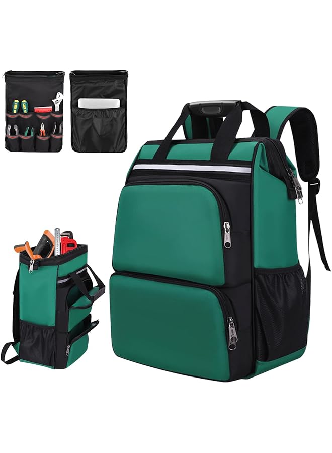 PROMASS Tool Backpack Bag Heavy Duty Jobsite Tool Backpack, Durable Handle Shoulder Strap Waterproof Electrician Organizer with 13 Pockets, Large Industrial Construction Work Storage Carrier Bag for Hand Tool  - Image 1