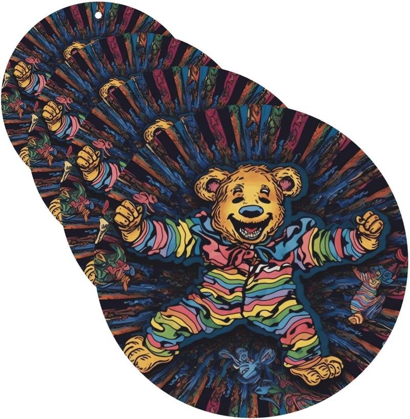 Grateful Dancing Bear Car Air Fresheners Cards Set of 4 Pieces,Long-Lasting Car Aromatherapy Tablets Hanging Scented Cards for Wardrobe Bathroom Rearview Mirror Hanging Ornament - Image 1