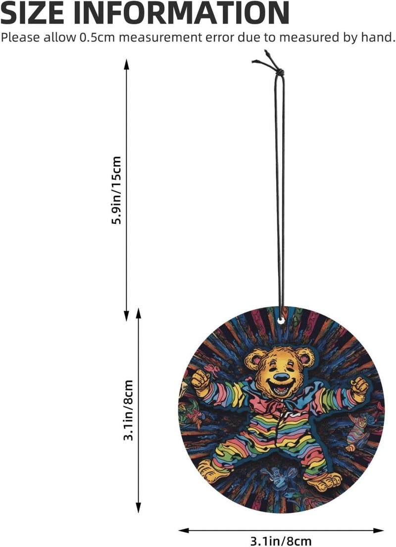 Grateful Dancing Bear Car Air Fresheners Cards Set of 4 Pieces,Long-Lasting Car Aromatherapy Tablets Hanging Scented Cards for Wardrobe Bathroom Rearview Mirror Hanging Ornament - Image 2