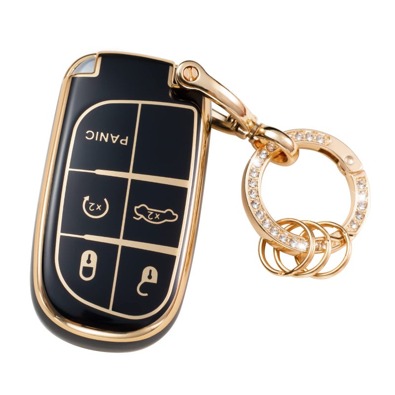 Gematay Compatible for Jeep Key Fob Cover Keychain Car Key Case for Grand Cherokee Renegade Wrangler Accessories Blue