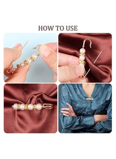 Bukela Pearl brooch, women's scarf and headscarf safety pin, white pearl dress anti-exposure buckle pin clip pants waist fixed pin hat shawl accessories decoration (14 pieces)  - Image 2