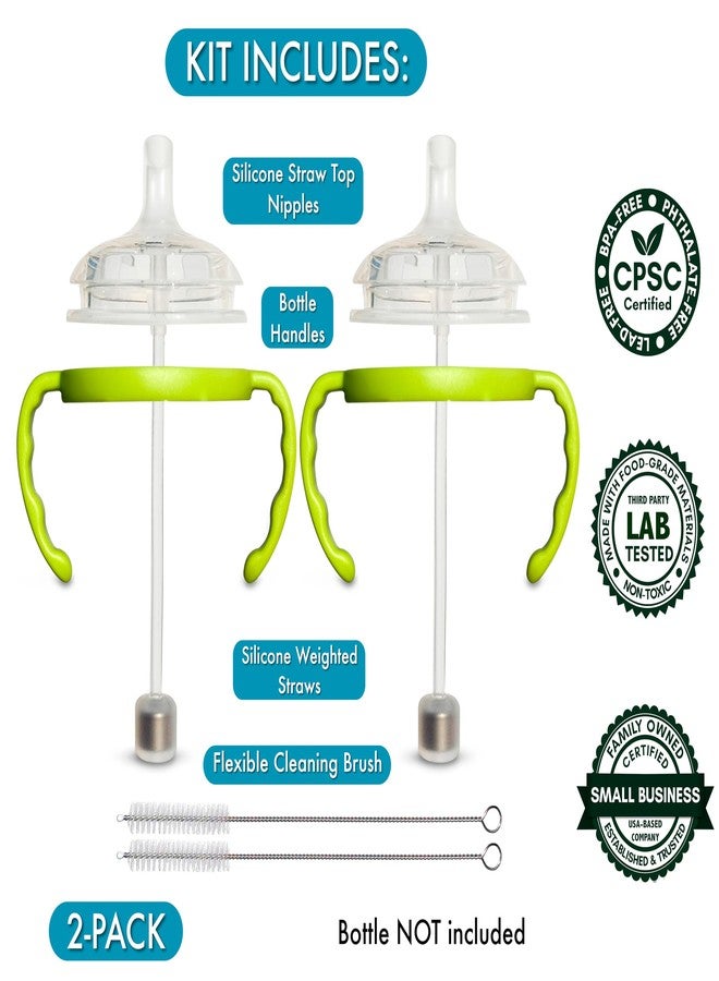 BelBeyo Straw Top with Weighted Straw and Cleaning Brush for Comotomo and Mason Baby Bottles (2-Pack) | Food Grade Silicone | BPA-Free | Spill-Proof - Image 2