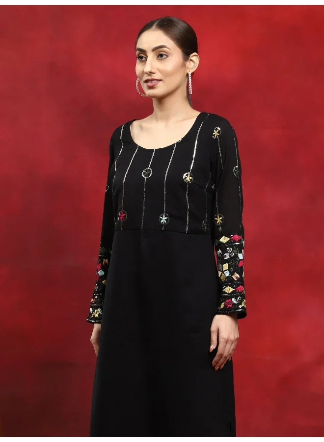 AKS Black Floral Embroidered Kurta