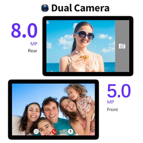 PRITOM TAB12 10 Inch Phone Tablets Android 14, 5Ghz WiFi, Octa-Core, Tablet with Case, 128GB, 4G Network Tablet with SIM Card Slot, 8000mAh, HD, BT, Double Box Speakers - Image 4