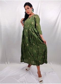 PRIYA’S PANACHE PRIYA'S PANACHE Stunning Muslin Green Flared Kurta With Printed Dupatta - Designer Festival Traditional Ethnic Indian Partywear For Women  - Image 5
