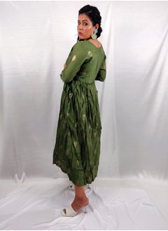 PRIYA’S PANACHE PRIYA'S PANACHE Stunning Muslin Green Flared Kurta With Printed Dupatta - Designer Festival Traditional Ethnic Indian Partywear For Women  - Image 3