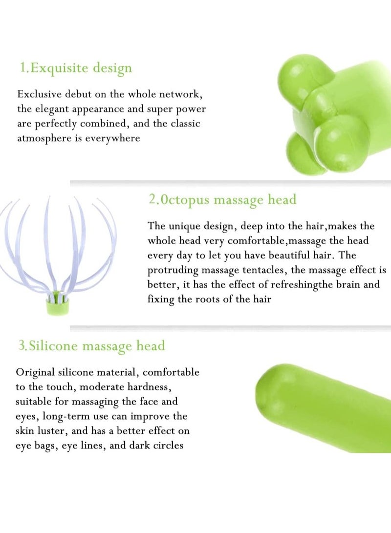 مدلك كهربائي متعدد الوظائف للرعاية الصحية لرأس العنق كامل الجسم مدلك أخطبوط سيليكون ثلاثي مدلك صغير محمول مناسب لراحة رأس العين - Image 4