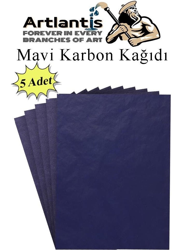 Artlantis Blue Carbon Paper A4 5 Pieces 21X29,7 cm Copy Paper Transfer Paper Colored Carbon Paper  - Image 1