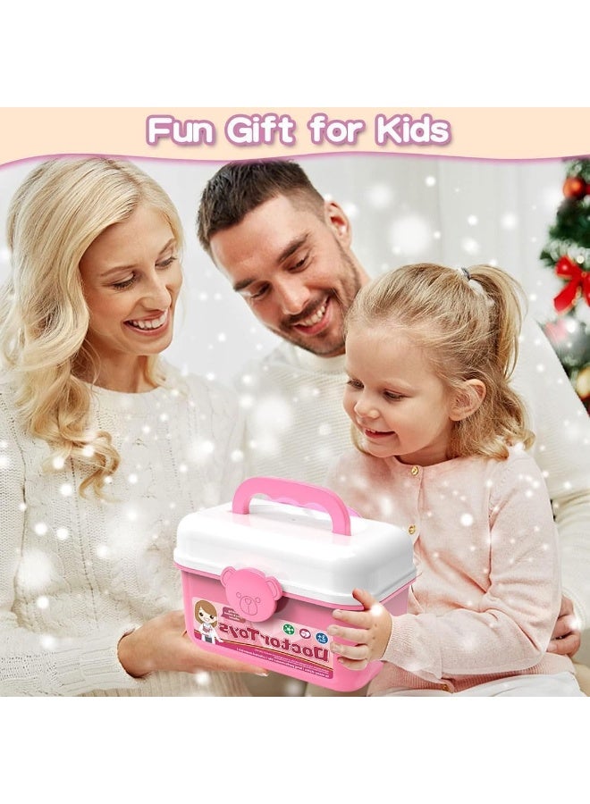 مجموعة لعب طبيب للأطفال – 65 قطعة، لعبة تخيّل تعليمية للأولاد والبنات من سن 3 إلى 8 سنوات – هدية لعب تمثيلي مع سماعة الطبيب وملحقات - Image 2