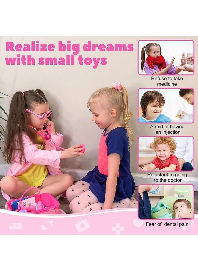 مجموعة لعب طبيب للأطفال – 65 قطعة، لعبة تخيّل تعليمية للأولاد والبنات من سن 3 إلى 8 سنوات – هدية لعب تمثيلي مع سماعة الطبيب وملحقات - Image 3